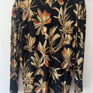 Jakarta Floral Button-Up Shirt in Black and Gold